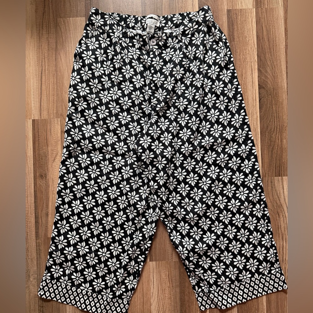 Rachel Zoe Monochrome Floral Linen Trousers